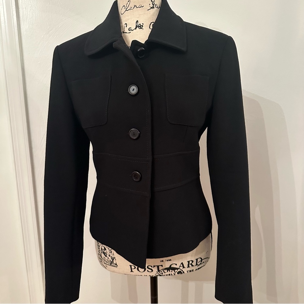 TARA JARMON 
Fitted Wool Blazer Black Size 38